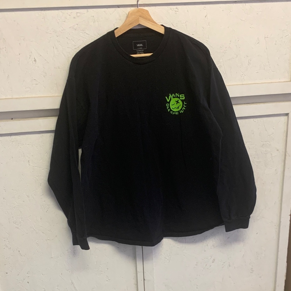Vans Black and Green Long Sleeve Men's Tee